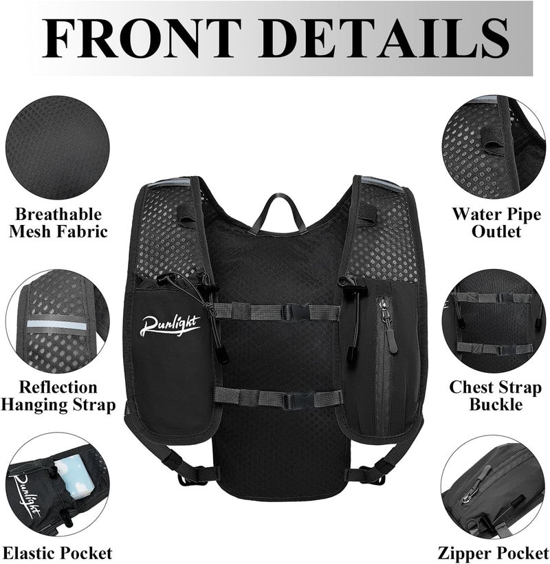 Runlight Running Vest for Women Men Lightweight Hydration Backpack Pack with 1.5L Water Bladder Bag Hydro Daypack for Hiking,Trail,Skiing,Camping,Cycling,Race,Marathon - Image 3